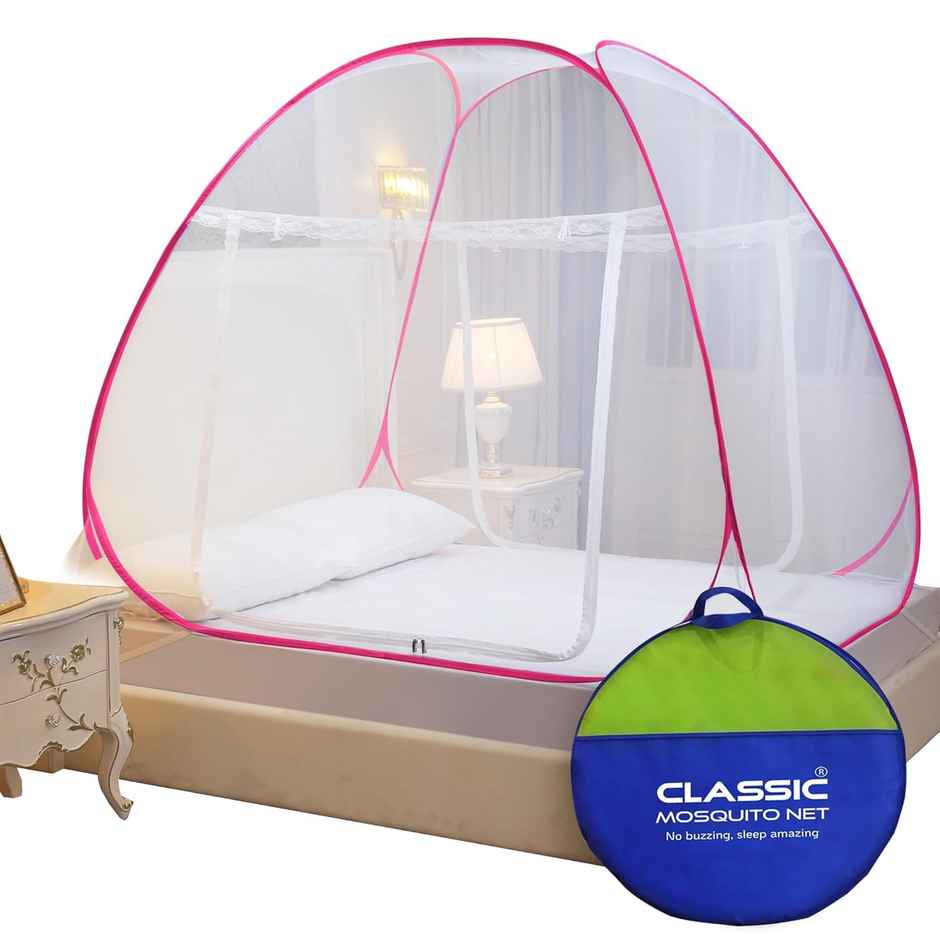 Classic Mosquito Net Foldable Mosquito Net For Double Bed | Pink - King Size
