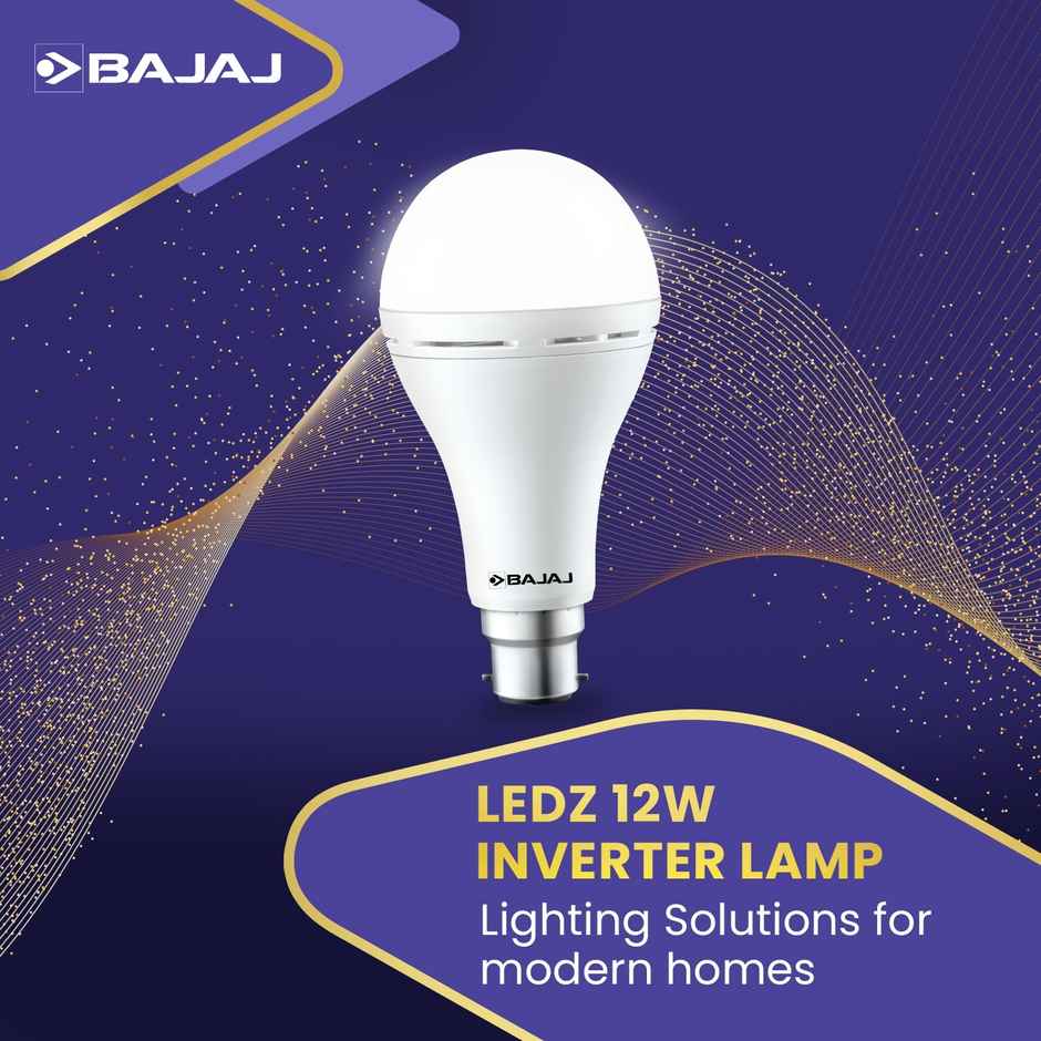 Bajaj LEDZ 12W Rechargeable Emergency Inverter LED Bulb | B22 Base Holder