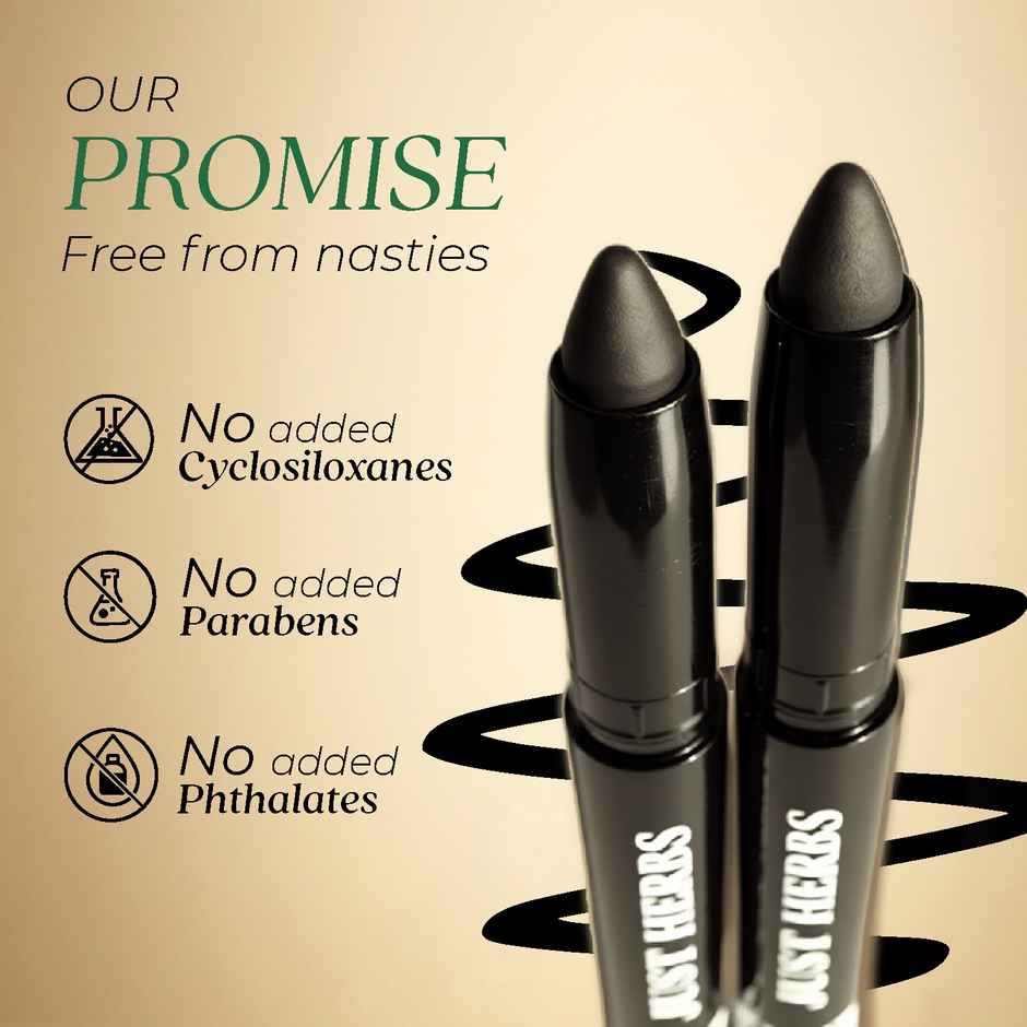 Just Herbs Naynam Day Long Kohl Kajal Smudge-Proof Sweet Almond Oil & Vitamin E (Deep Black)