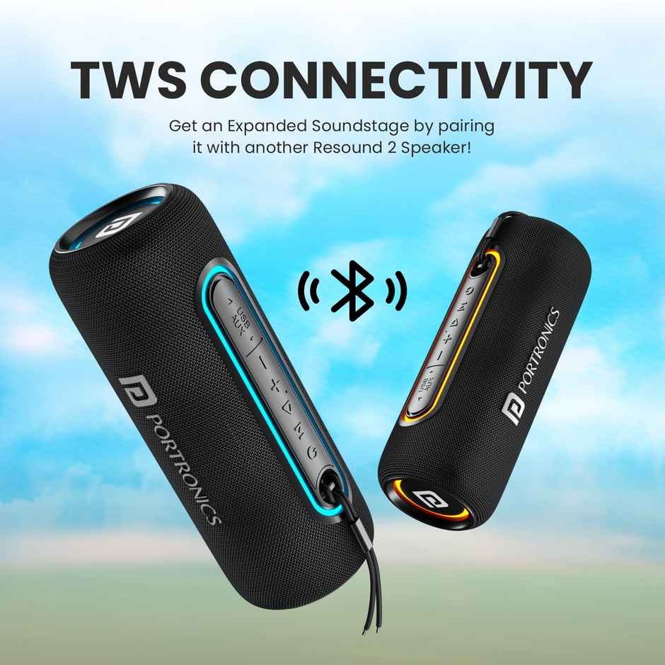 Portronics Resound 2 15 W Portable Wireless Speaker- Black