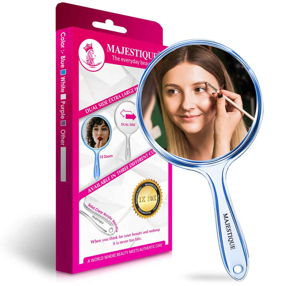 Majestique Dual Side Extra Large Handheld 1X | 10X Magnifying Mirror | Multicolor