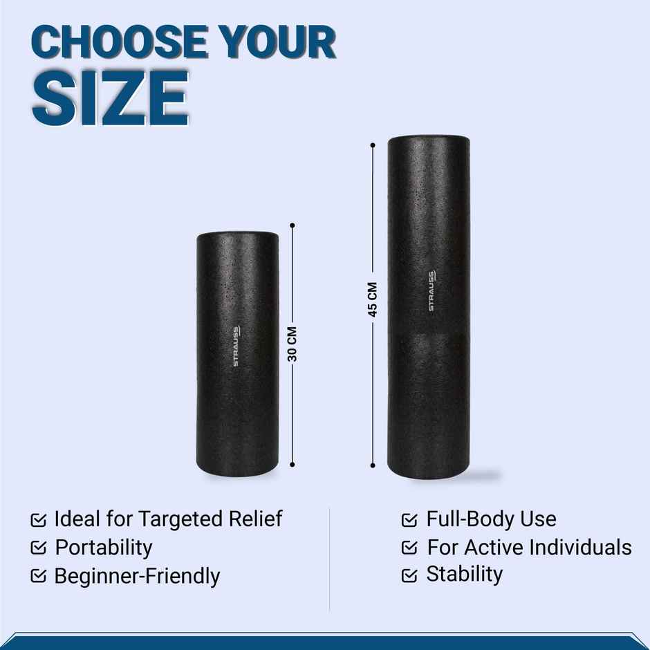 Strauss High Density Foam Roller, 45cm, (Black)