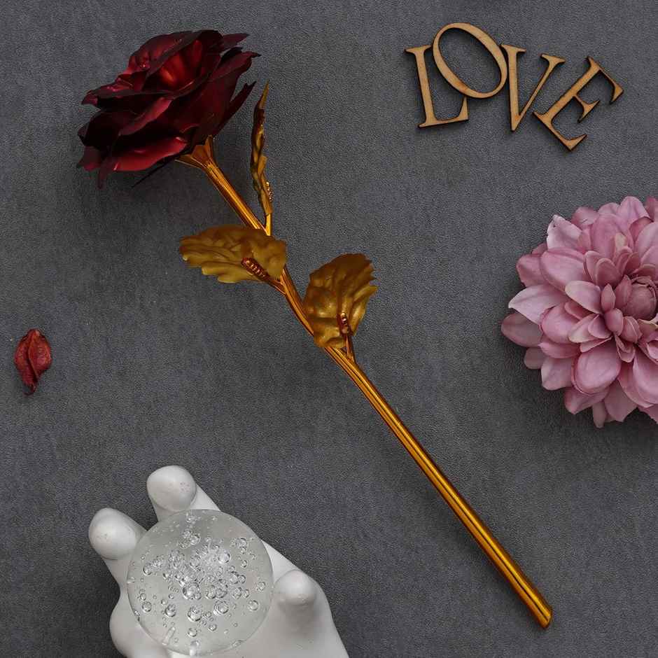 Perpetual Gold-Plated Artificial Red Rose - Gift for Girlfriend or Wife