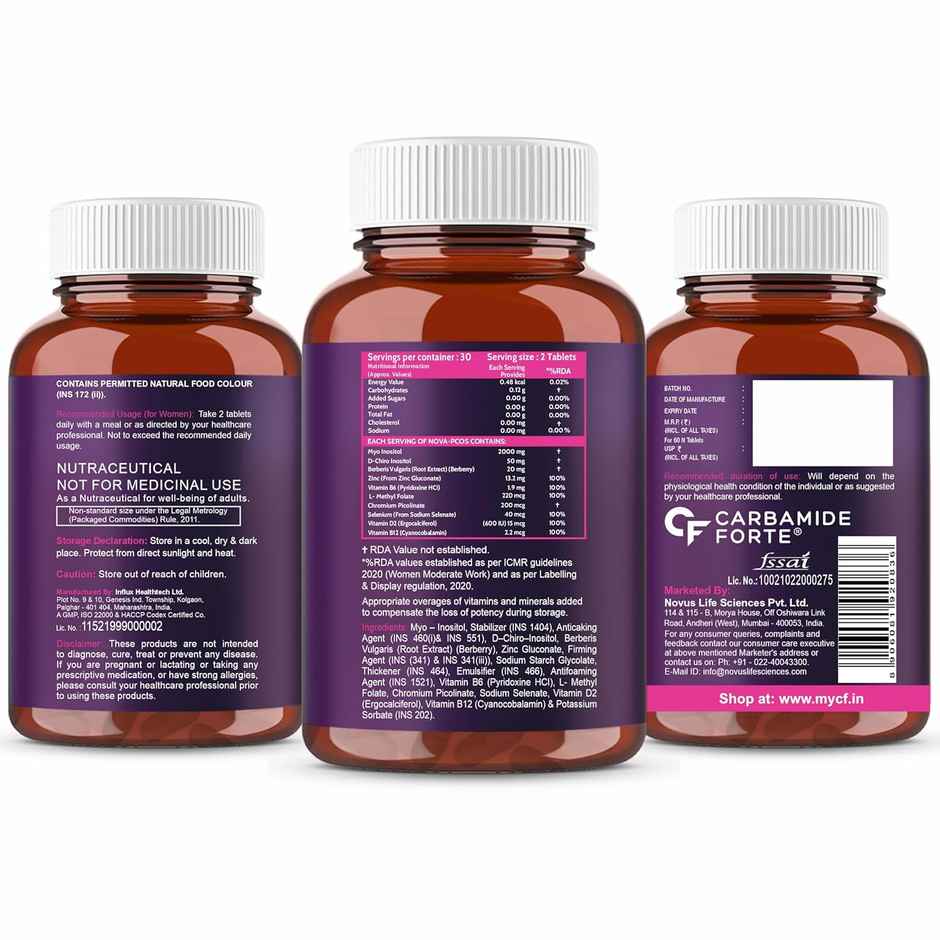 Carbamide Forte PCOS Supplement with Myo Inositol & D Chiro Inositol in an ideal 40:1 ratio- 60 tab