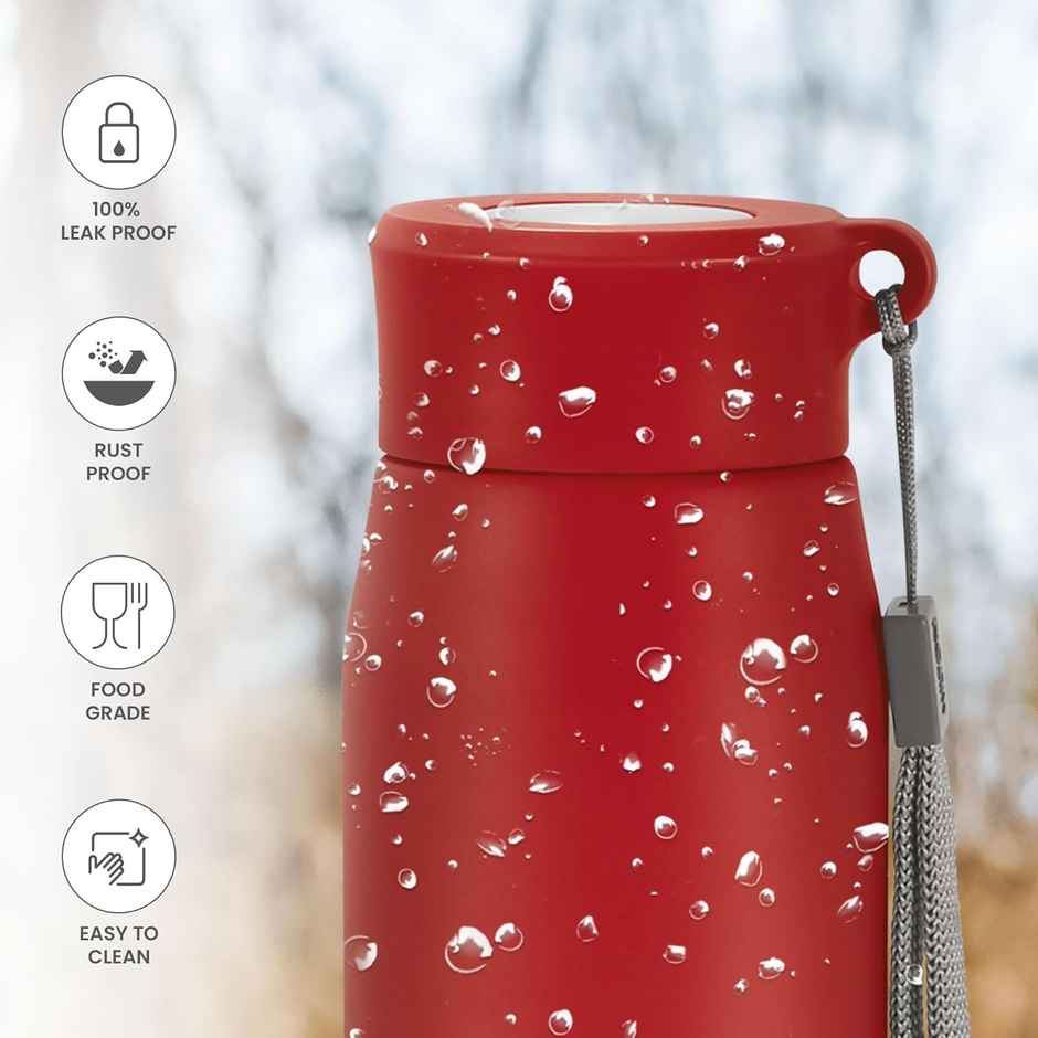 Milton Handy 650 Stainless Steel Water Bottle | 690 ml | Red | Single Walled
