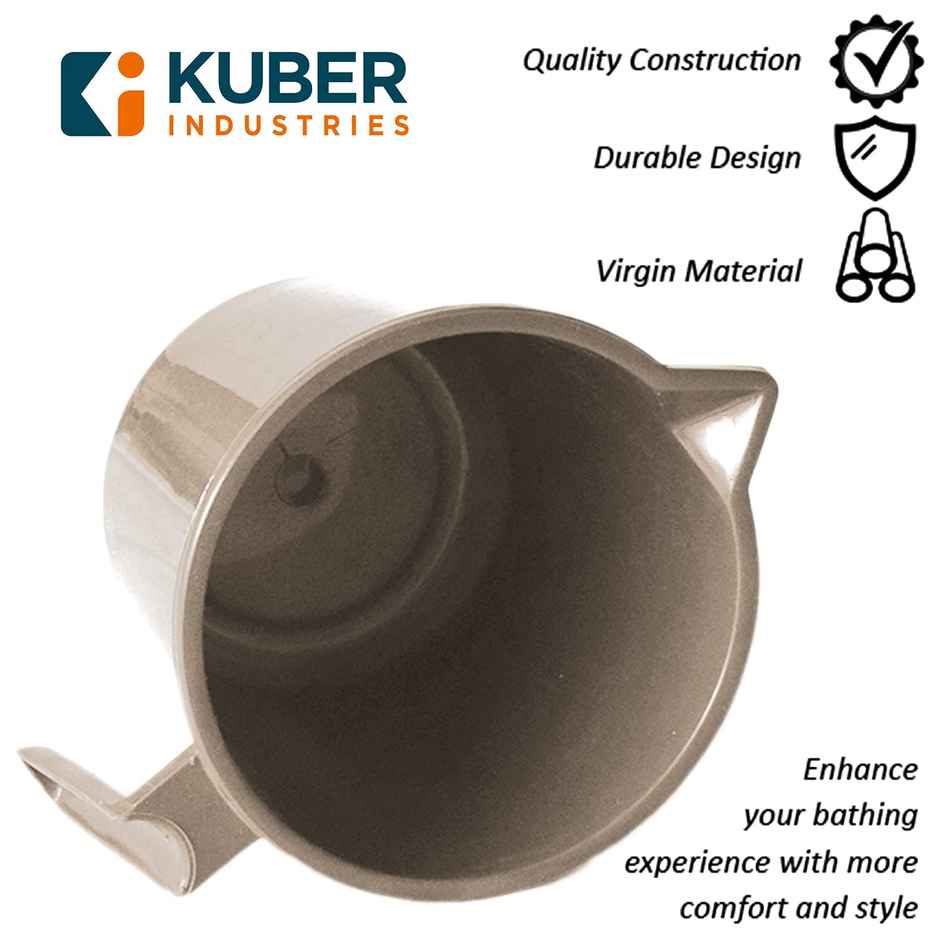 Kuber Industries Pack of 2 Plastic 1.5 Litre Lightweight | Unbreakable Bathroom Mug (Light Brown)