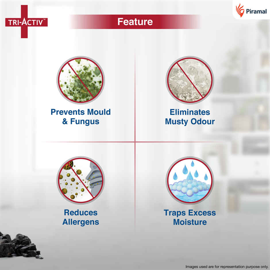 Tri-Activ Moisture Absorbers, Dehumidifier For Wardrobe, Closet, Shoe Rack- Charcoal