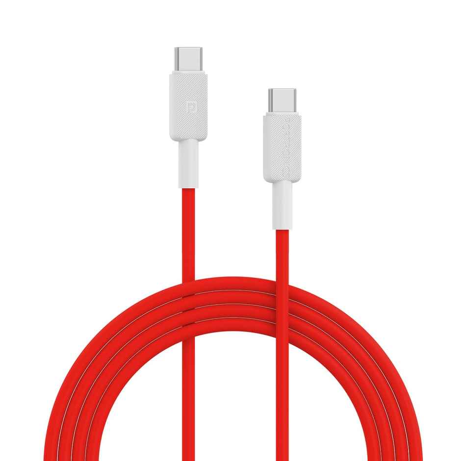 Portronics Konnect Link C Square 100W Type C to C Fast Charging PD Cable | 480Mbps Data - Red