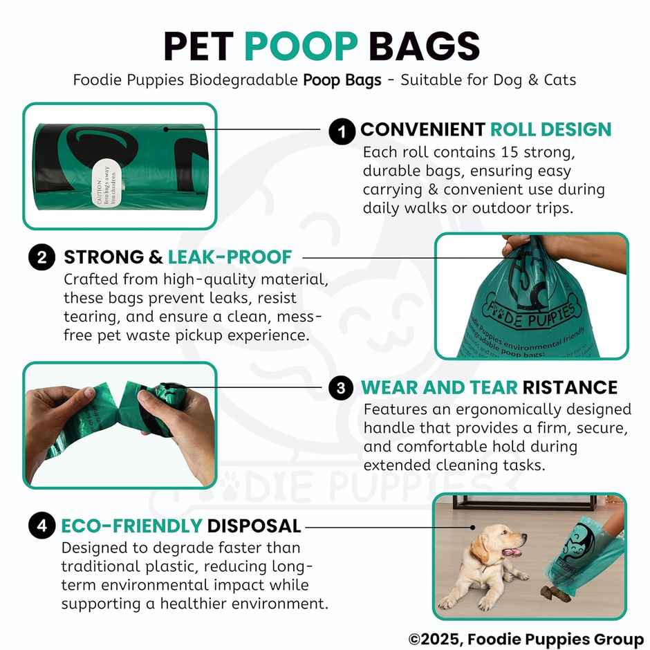 Foodie Puppies Pet Biodegradable Scented Poop Bags | 15 Bags Per Roll