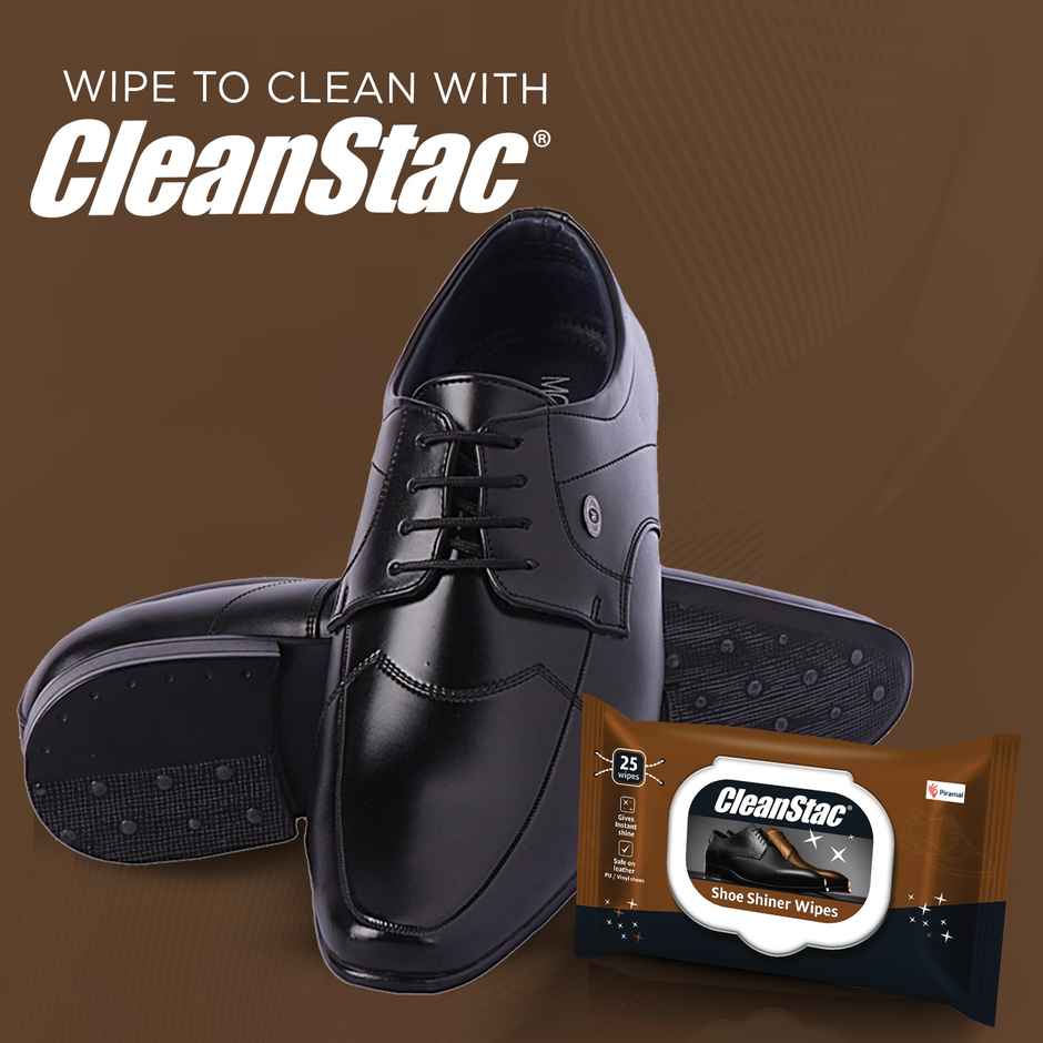 Cleanstac Formal Shoe Shiner Wipes | Instant Shine For Leather | 25 Pulls Per Pack