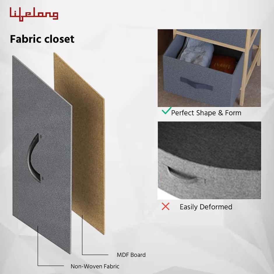 Lifelong Multipurpose Storage | 2-Drawer Fabric Closet | Drawer Organizer | Shelves Wooden Frame