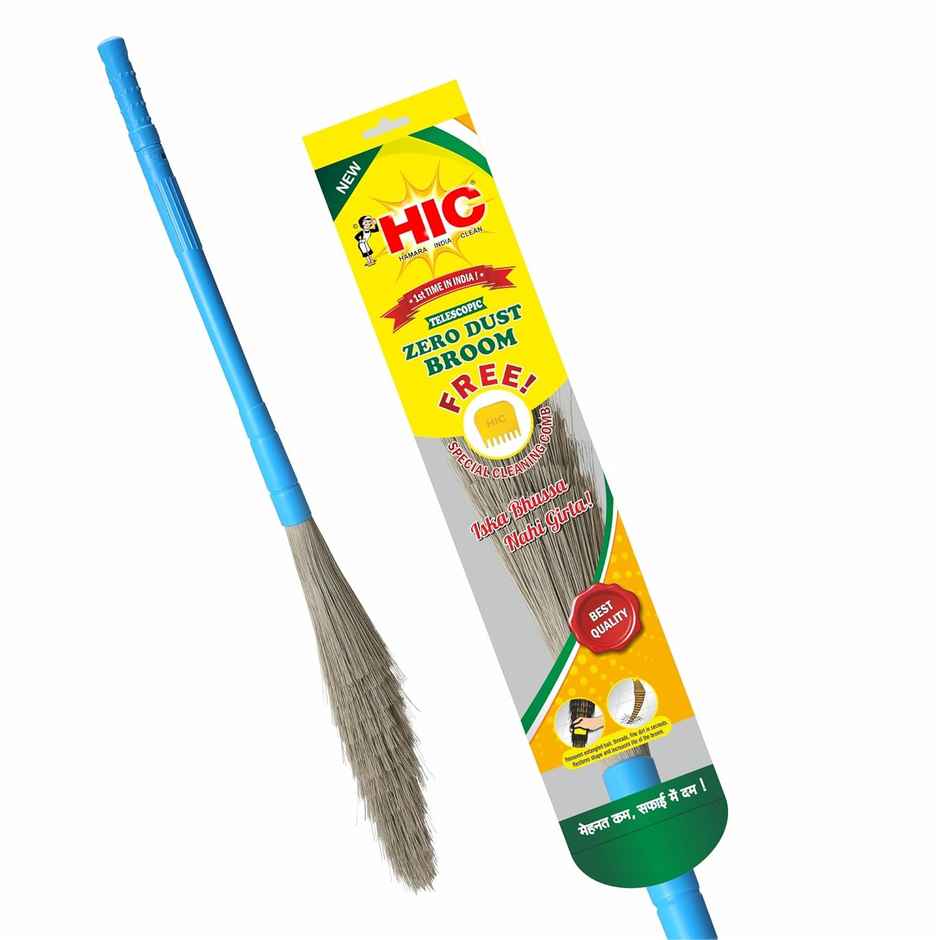Hic Telescopic Zero Dust Broom - Assorted