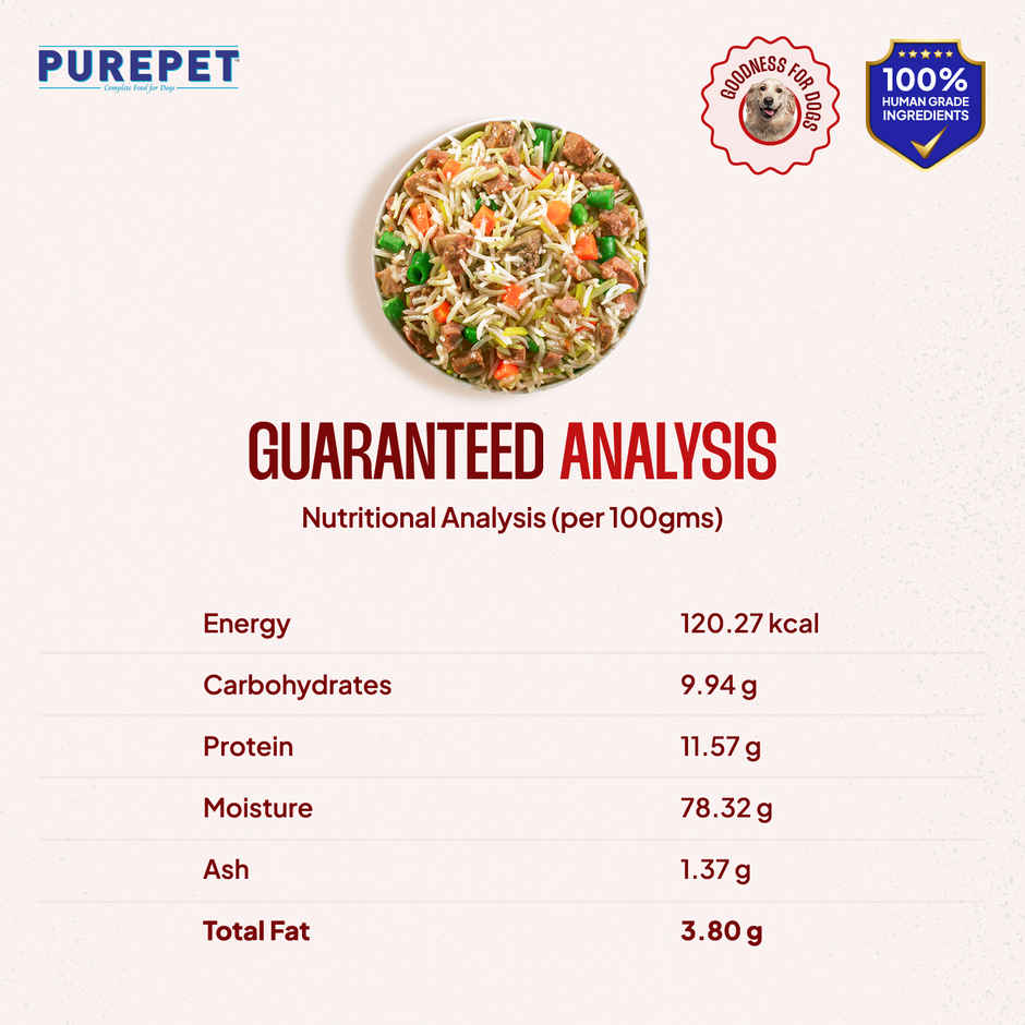 Purepet Mutton Biryani Fresh Dog Food (Adults & Puppies)