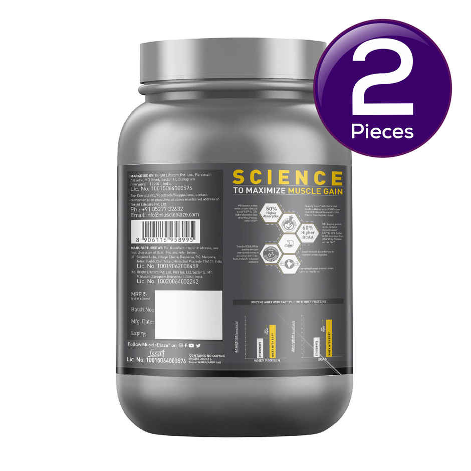 MuscleBlaze Biozyme Performance Whey Protein Powder (Chocolate Hazelnut) Combo