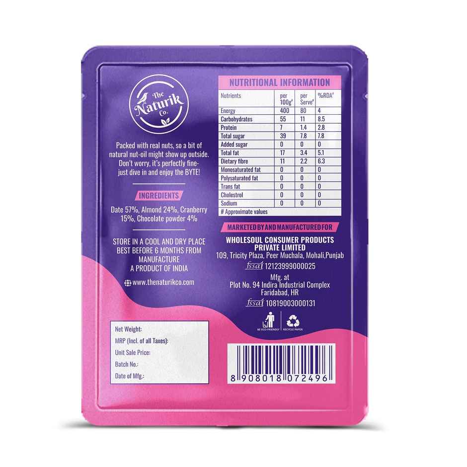 The Naturik Co Protein Almond Bytes - Cranberry | Pack of 2