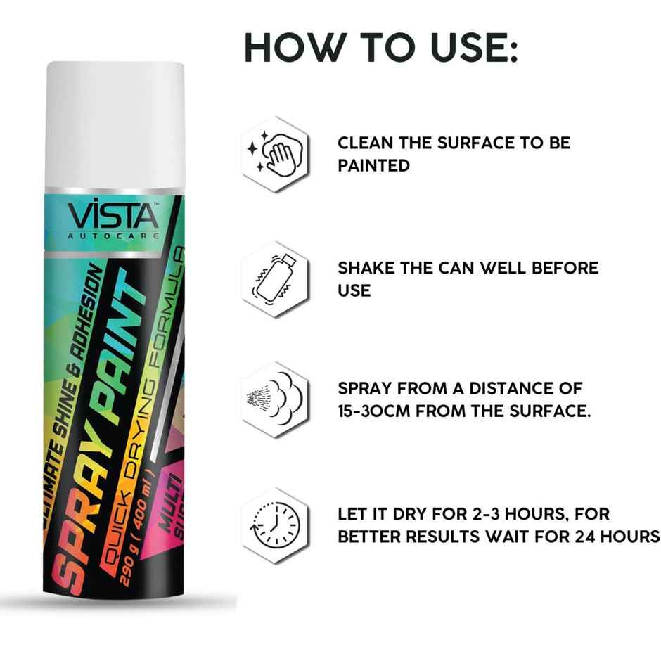 Vista Spray Paint Lacquer 400 ml (290 g) | Quick Drying with Gloss finish for Metal, Wood, Walls | Acrylic SprayPaints