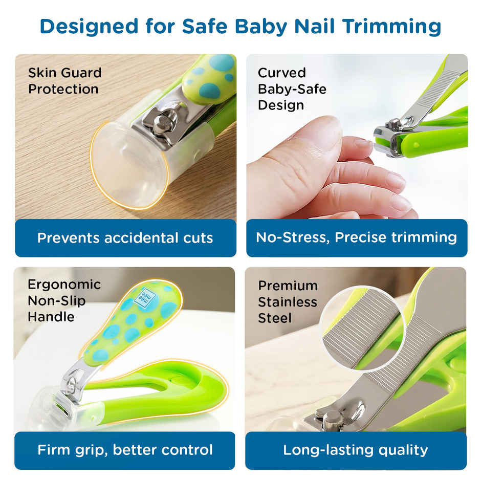 Mee Mee Protective Baby Nail Clipper/Cutter with Skin Guard (Green)