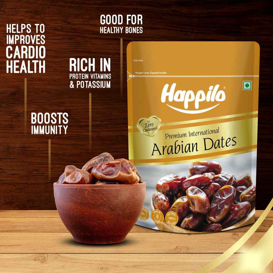 Happilo Arabian Dates | No Added Sugar | Naturally Sweet Khajur | Dry Fruits
