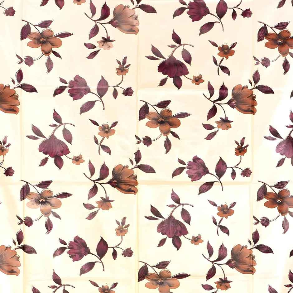 Kuber Industries Leaf Design PVC Shower Curtain with 8 Hook|Size 7 Feet (Cream | Washable)