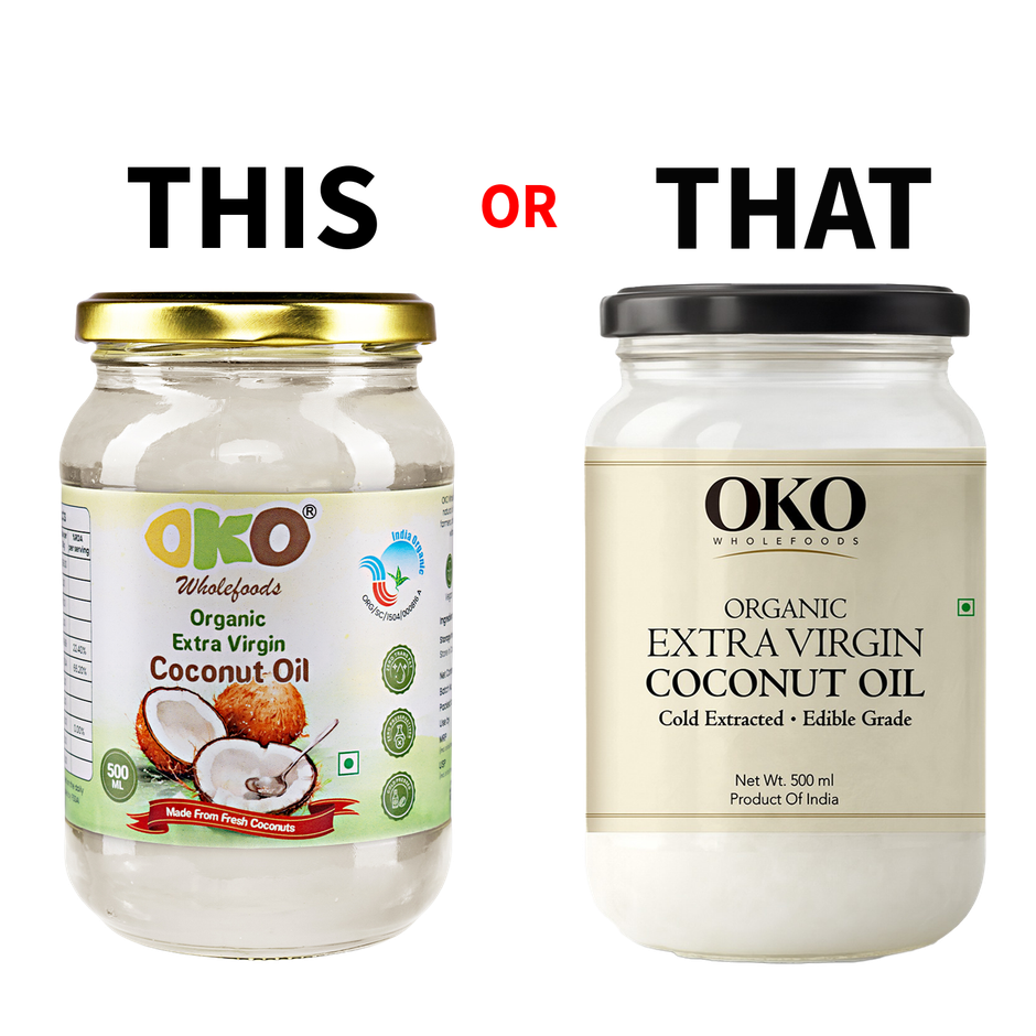 OKO Wholefoods Organic Extra Virgin Coconut Oil | Cold Pressed & Unrefined | Glass Bottle