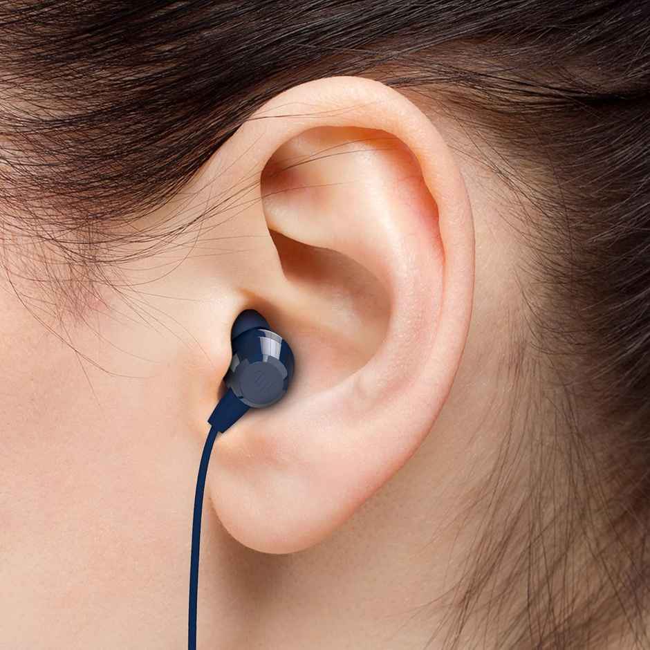 JBL C50HI, Wired in Ear Headphones with Mic, 3.5mm Audio Jack, One Button Multi-Function Remote, Lightweight & Comfortable fit - Blue