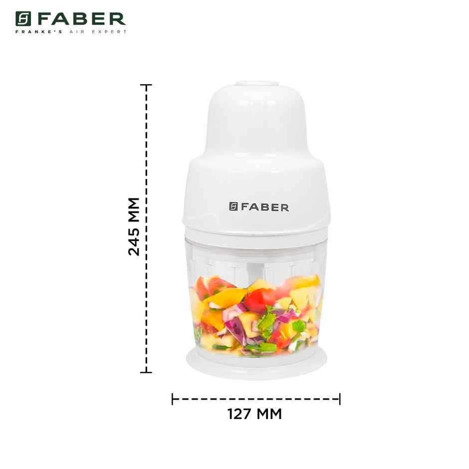 Faber PRO 250W Chopper 500 ml | 2 Blades, Whisking Blade Attachment,Spatula | BPA Free Plastic, White