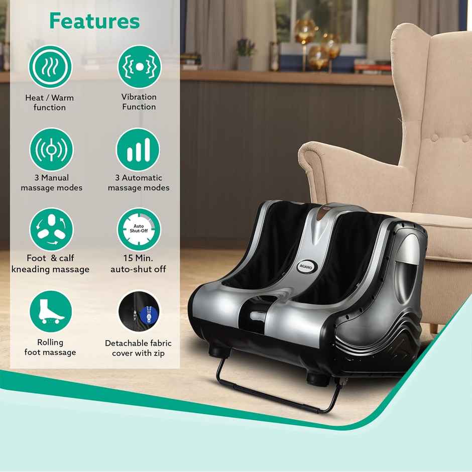 Agaro Amaze Foot, Calf & Leg Massager Machine, With Vibration & Heat, 3 Massage Levels, 4 Motors