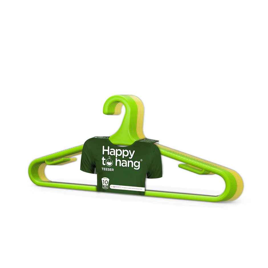 Happy To Hang Teeser 10 Piece Polypropylene Hanger, Yellow And Green Combo