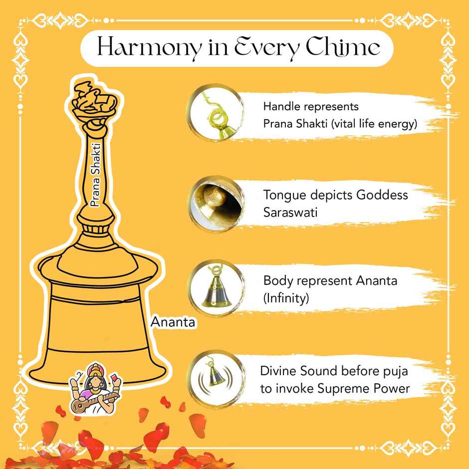 Ekhasa Pure Brass Bells For Pooja Door | Decorative Bells For Pooja Mandir
