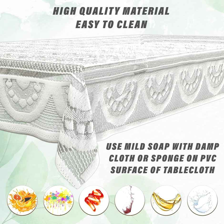 Kuber Industries Center Table Cover | Cotton for Living Room | Table Cloth for 4 Seater | White