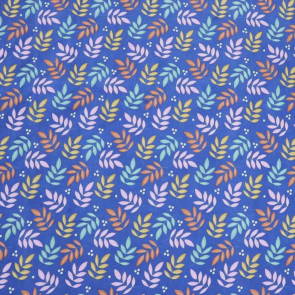 Status Value Double Bedsheet 200 cm X 220 cm Dsn 4 Leaves Blue