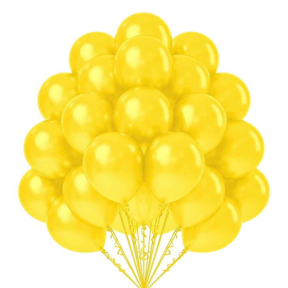 Just Party Yellow Metallic Balloons - Pack Of 25 For Birthday Party Decoration