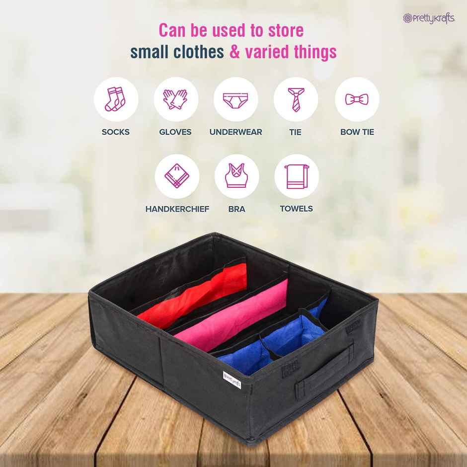 PrettyKrafts Pink Lingerie & Bangle Organizer | Non-Woven Wardrobe & Undergarment Storage Box
