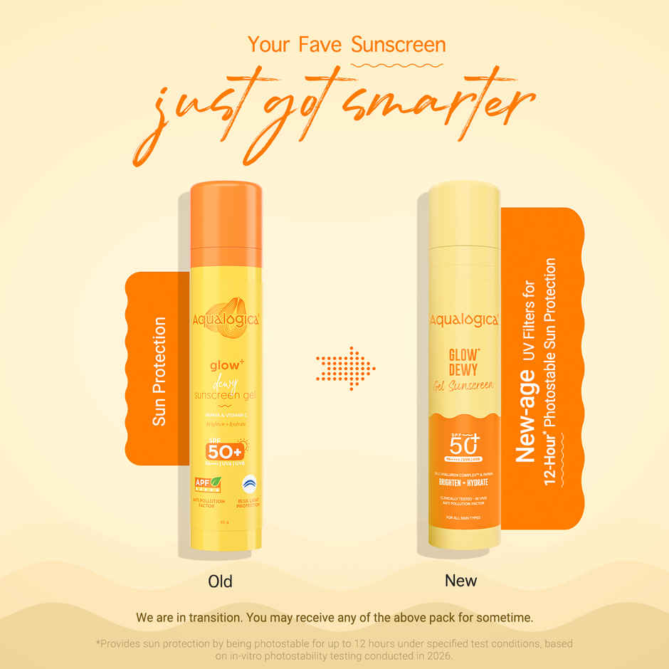 Aqualogica Glow+ Dewy Sunscreen SPF 50+ PA++++ with Anti Pollution Factor (APF) | Papaya & Vitamin C