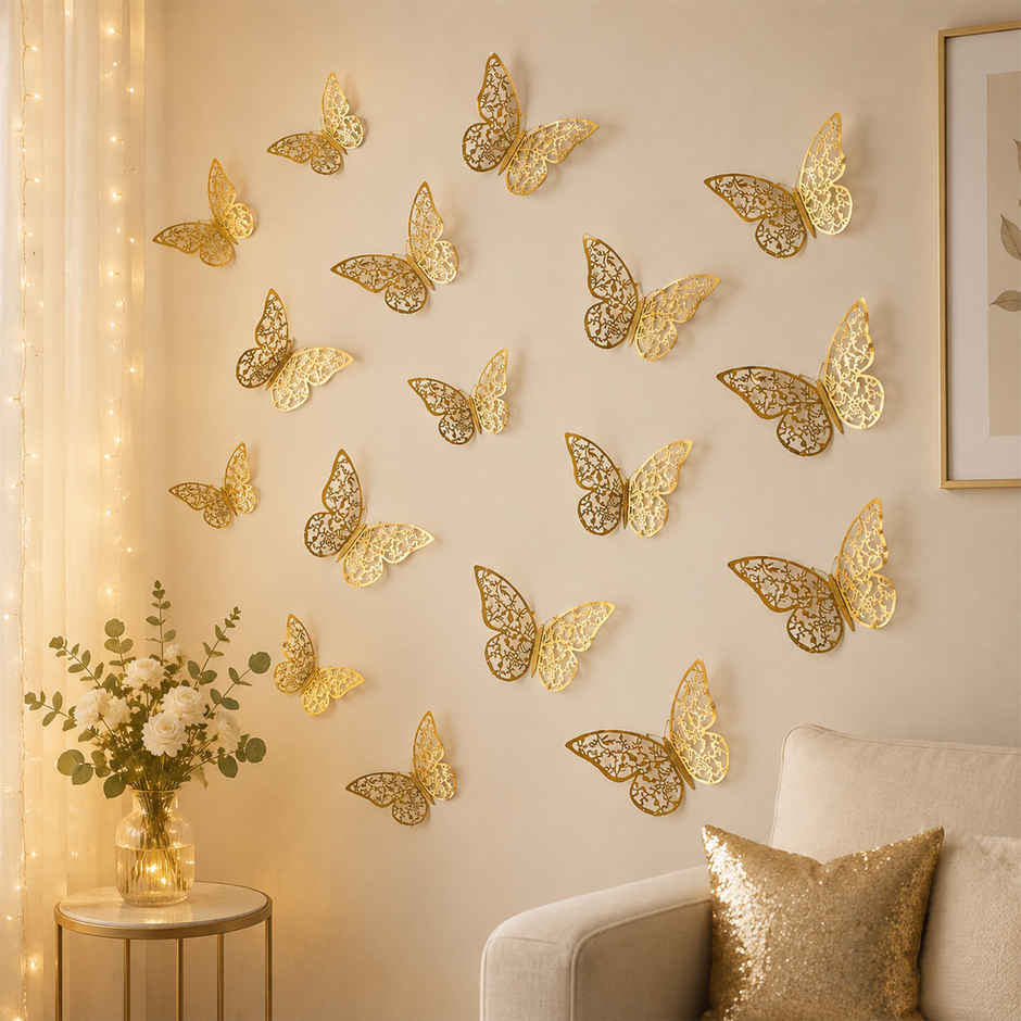 Golden Butterfly Decoration | 3D Golden Butterfly | Party Propz