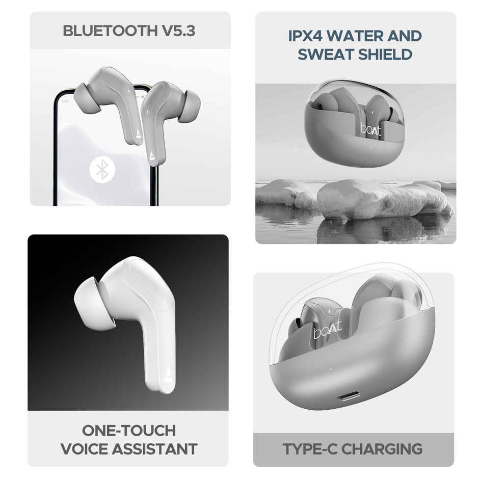 boAt Airdopes 311 Pro in Ear TWS Earbuds with mic, ANC, 50H Battery, Fast Charge, Dual Mics ENx Tech, Transparent LID, Low Latency, IPX4, IWP Tech, BT v5.3 - Space Grey