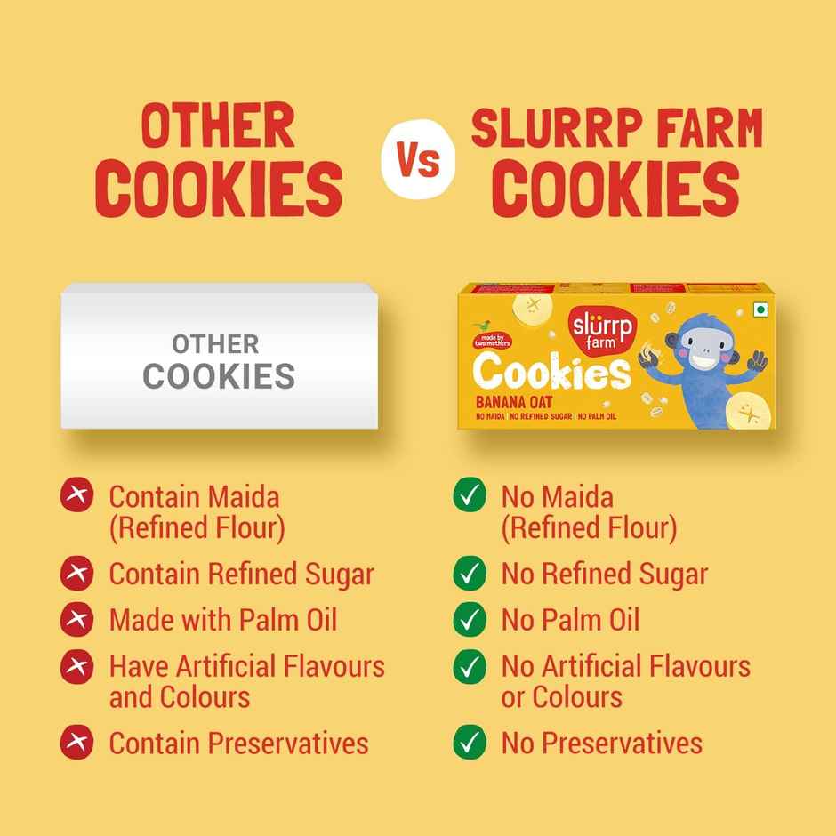 Slurrp Farm No Maida No Palm Oil Banana Oat Cookies | Yummy Biscuits For Kids (1pc) & Slurrp Farm No Maida No Palm Oil Choco Ragi Cookies | Yummy Biscuits For Kids (1pc) Combo    