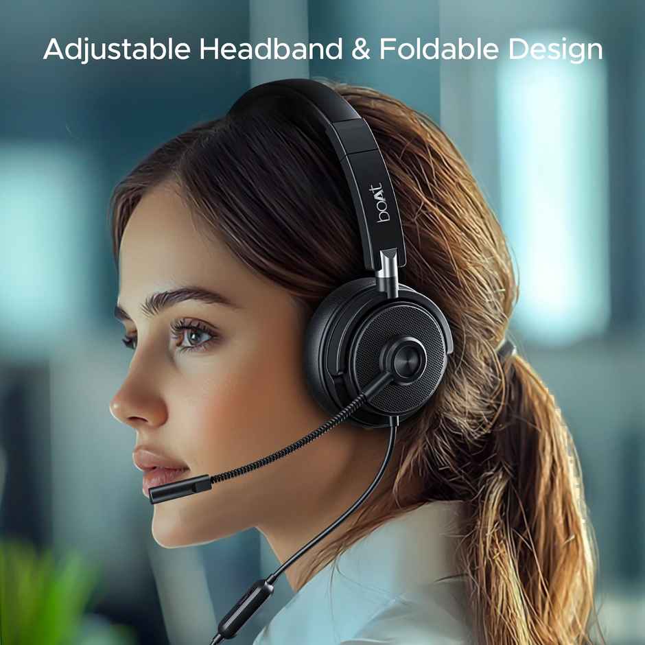 boAt BassHeads 900 Pro Wired Headphones with 40mm Drivers, Lightweight Foldable Design(Black)