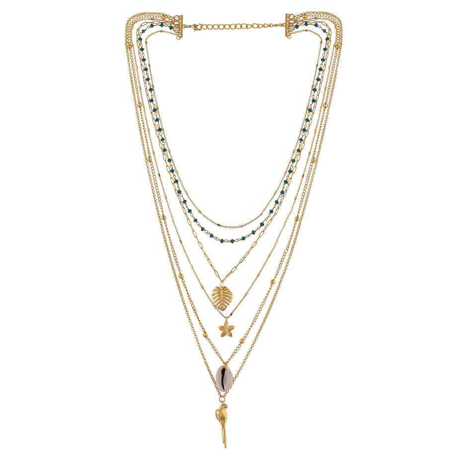 Voylla Hawaii Multi-Layered Coral Tropical Necklace