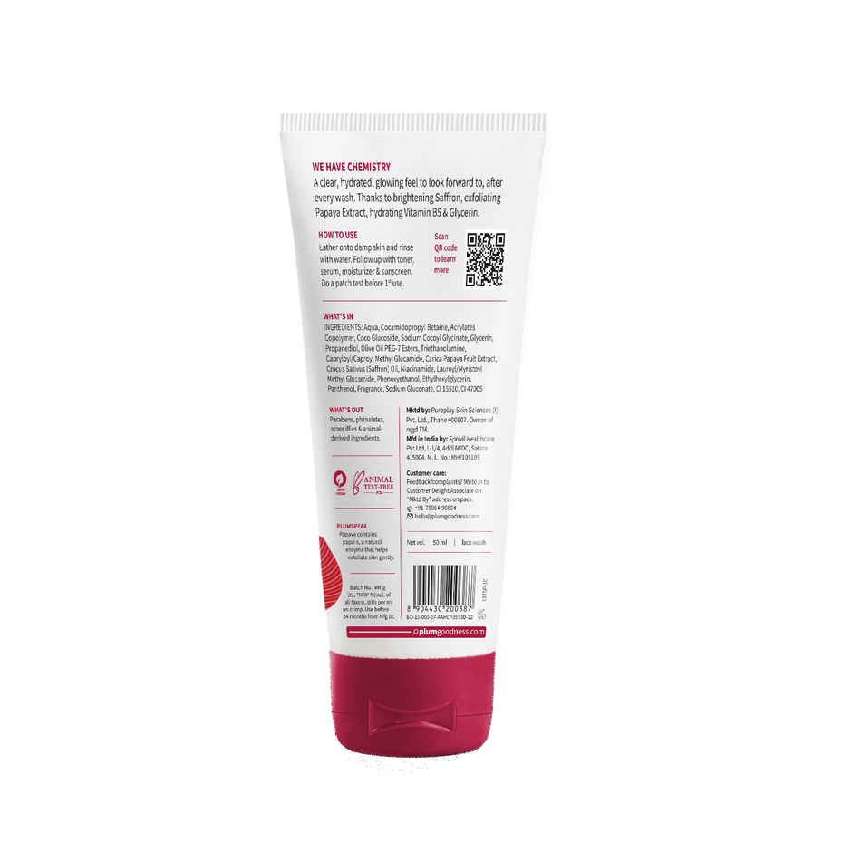 Plum Saffron & Papaya Glow Bright Face Wash | Enhances Glow & Brightens Skin | Fights Dull Skin