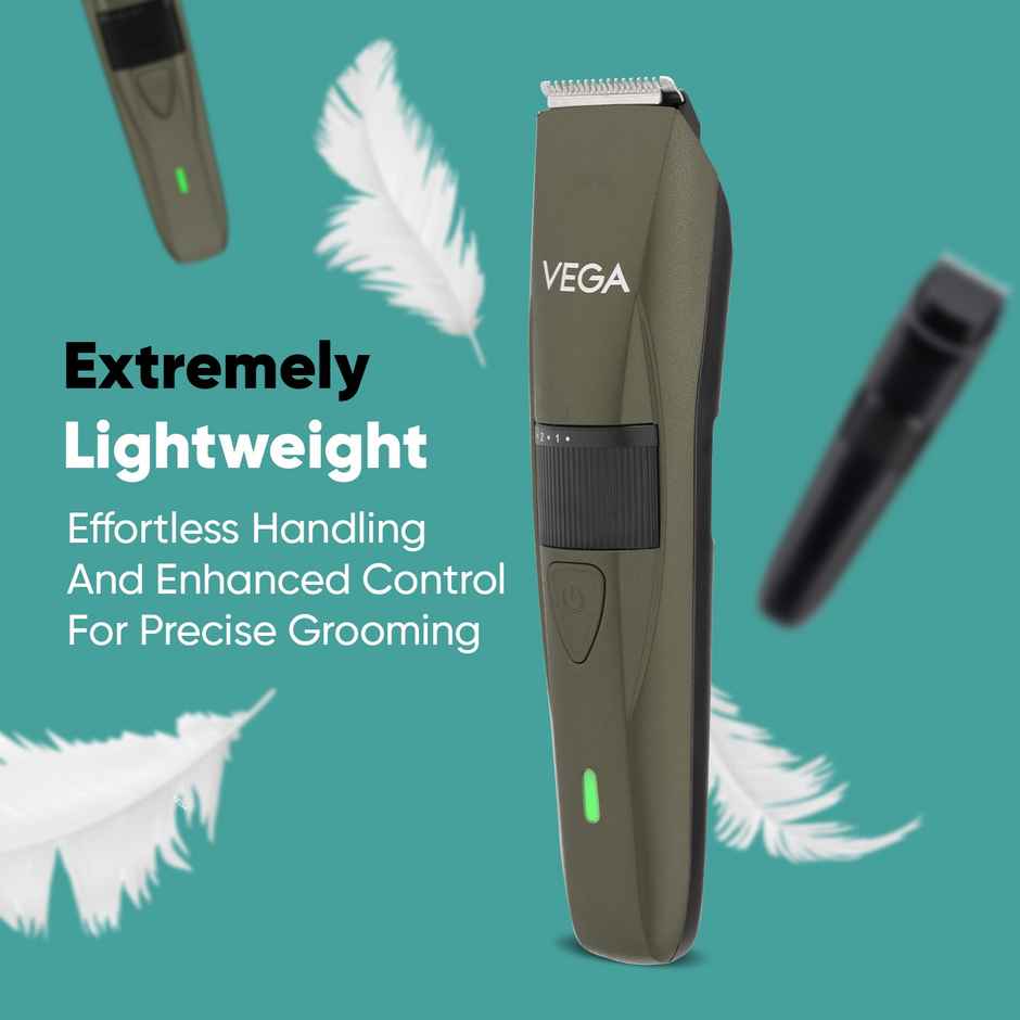 Vega P1 Battery Powered Beard Trimmer for Men, USB C Type, 160 mins Runtime 2 Beard Comb (VHTH-25)