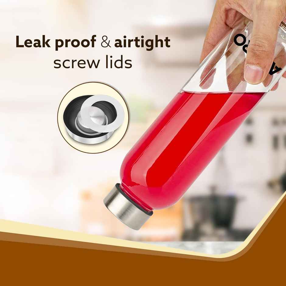 Agaro Borosilicate Glass Elite Bottles Hot & Cold | Clear | 1 L