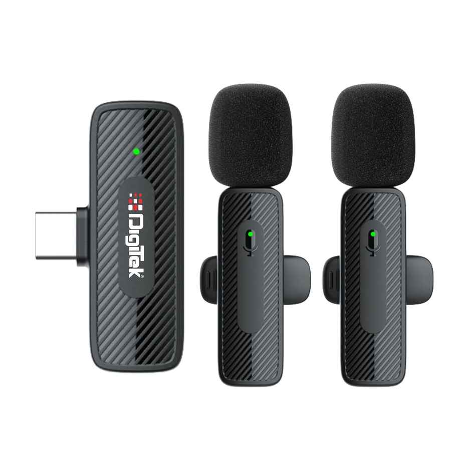 Digitek Dwm-008 Pro Wireless Microphone & Receiver With Type-C Connector, 2X Mic System