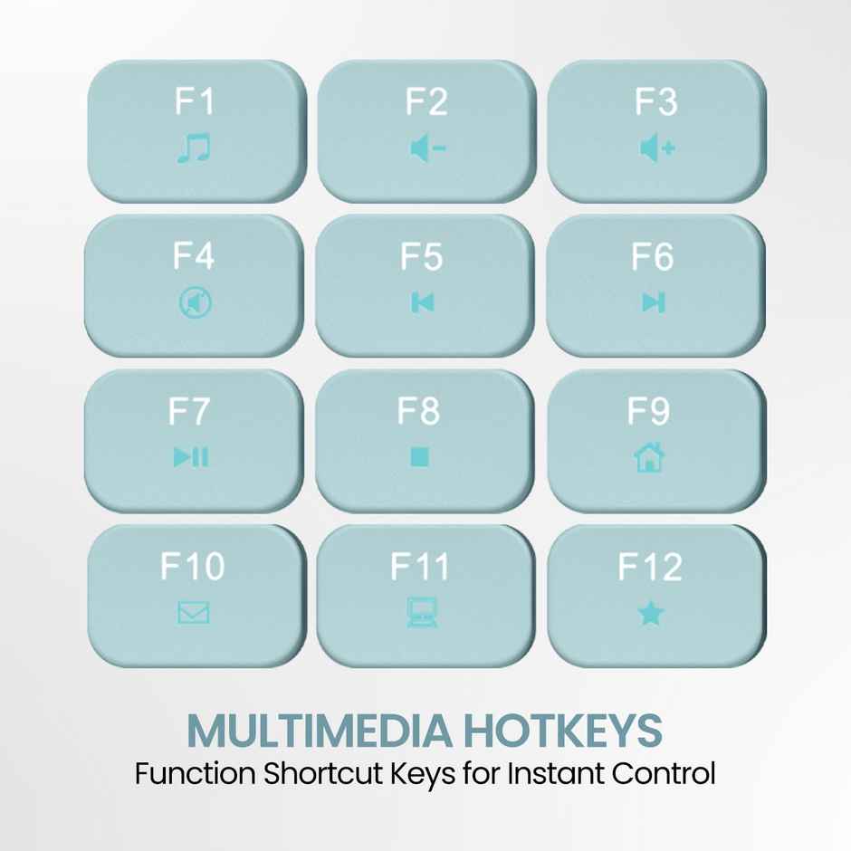 Portronics Ki-Pad 3 USB Wired Keyboard with Large Keycaps, Noise-Free Typing, Fn Multimedia Hotkeys, Full-Size Layout with Num Pad, Ergonomic Design, 1.5m USB Cable, for Laptop, PC, Mac - Blue