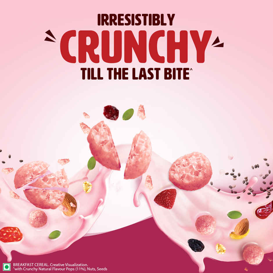 Saffola Muesli Berry Crunch with Flavour Pops | 15 in 1 Fruit and Nuts, Seeds | Millet & more