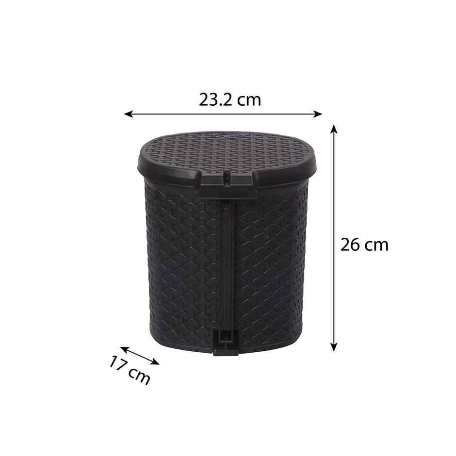 Cello Classic Plastic Pedal DustBin with Lid 6 Liters Brown Plastic Garbage Waste Pedal Bin Bucket
