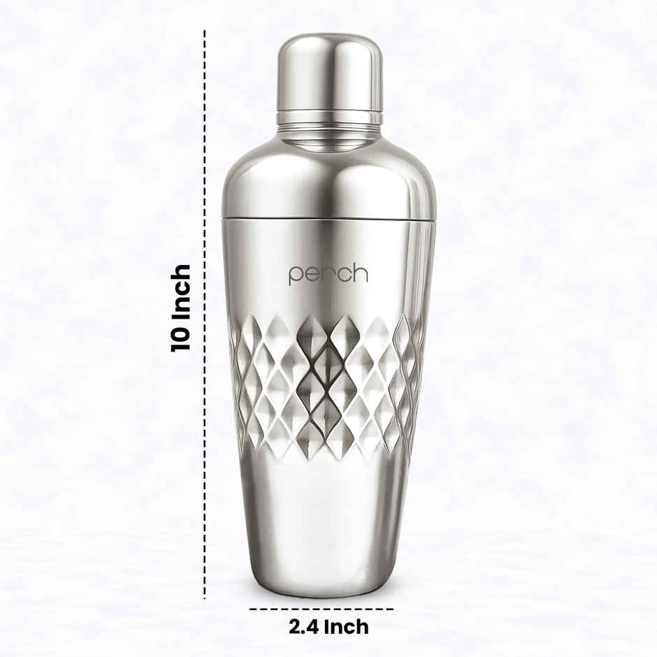 Perch Diamond Belly Cocktail Shaker | 750 ml | Stainless Steel | Silver