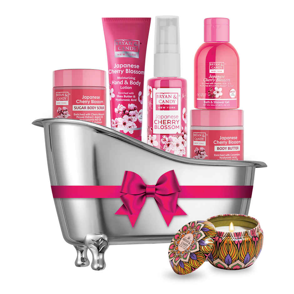 Bryan & Candy Japanese Cherry Blossom Bath Tub Essentials Gift Set