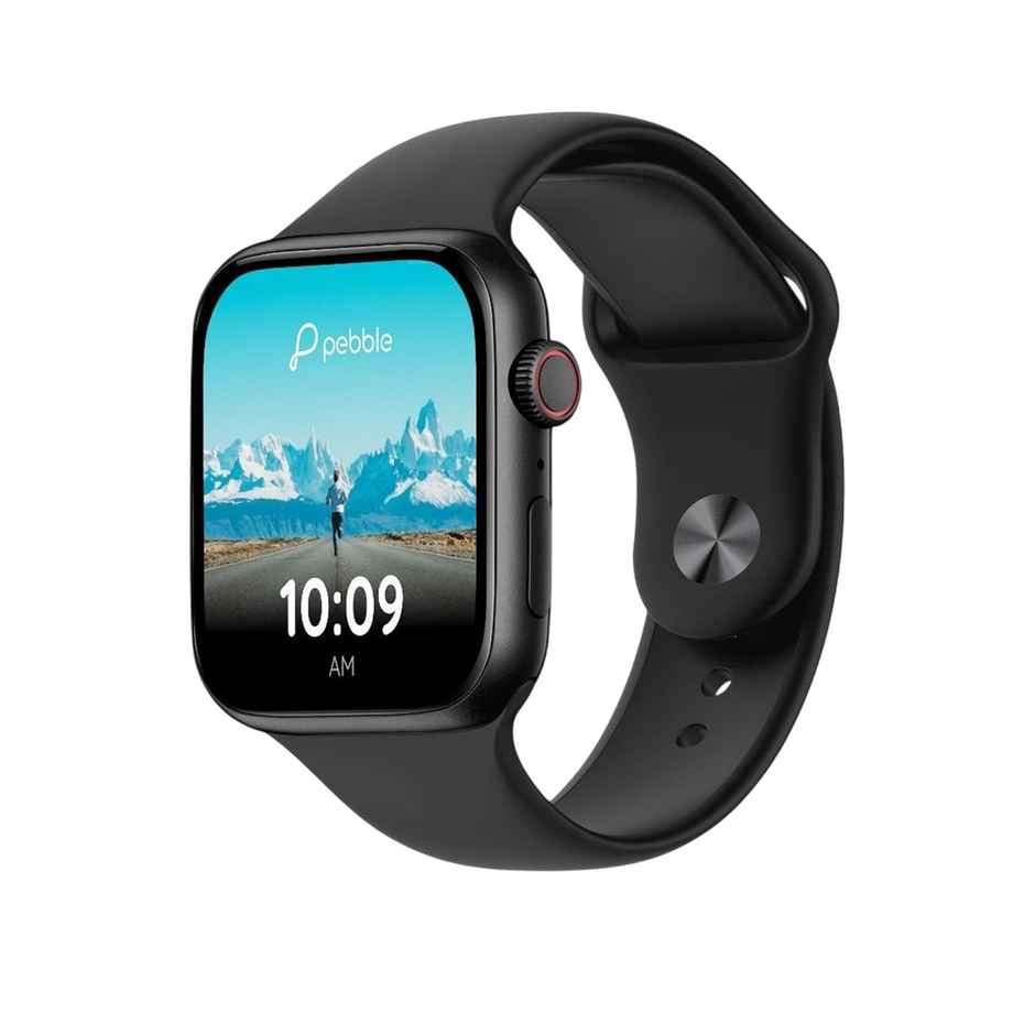Pebble Activ Smartwatch with Bluetooth Calling | 1.83" Display | Heart Rate Monitor - Black