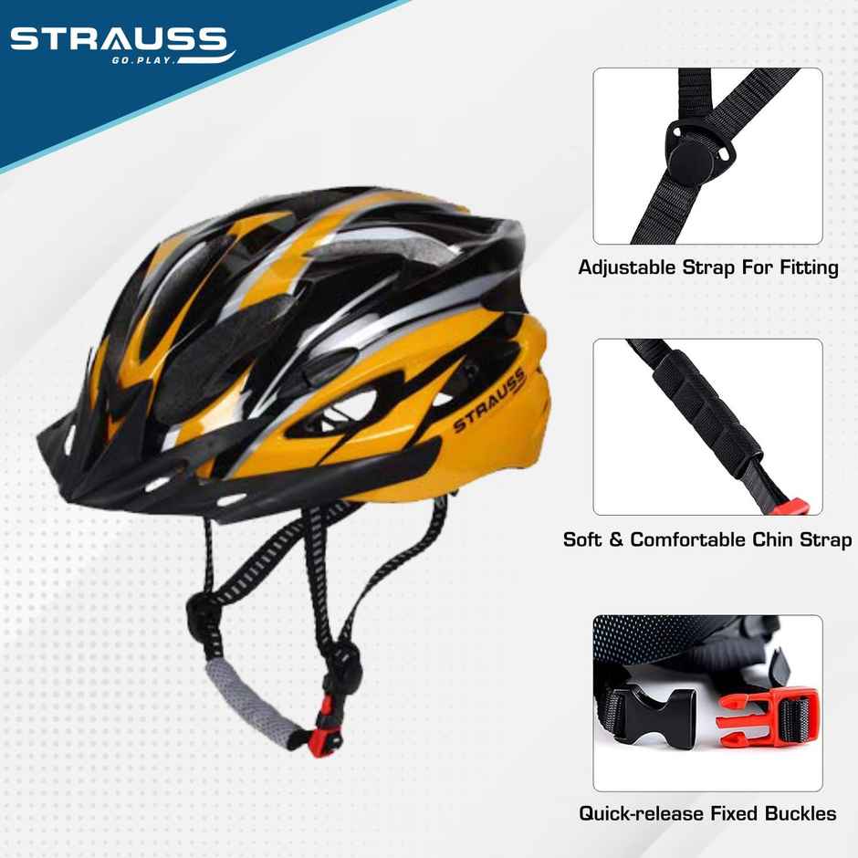 Strauss Cycling Helmet, (Black/Yellow)
